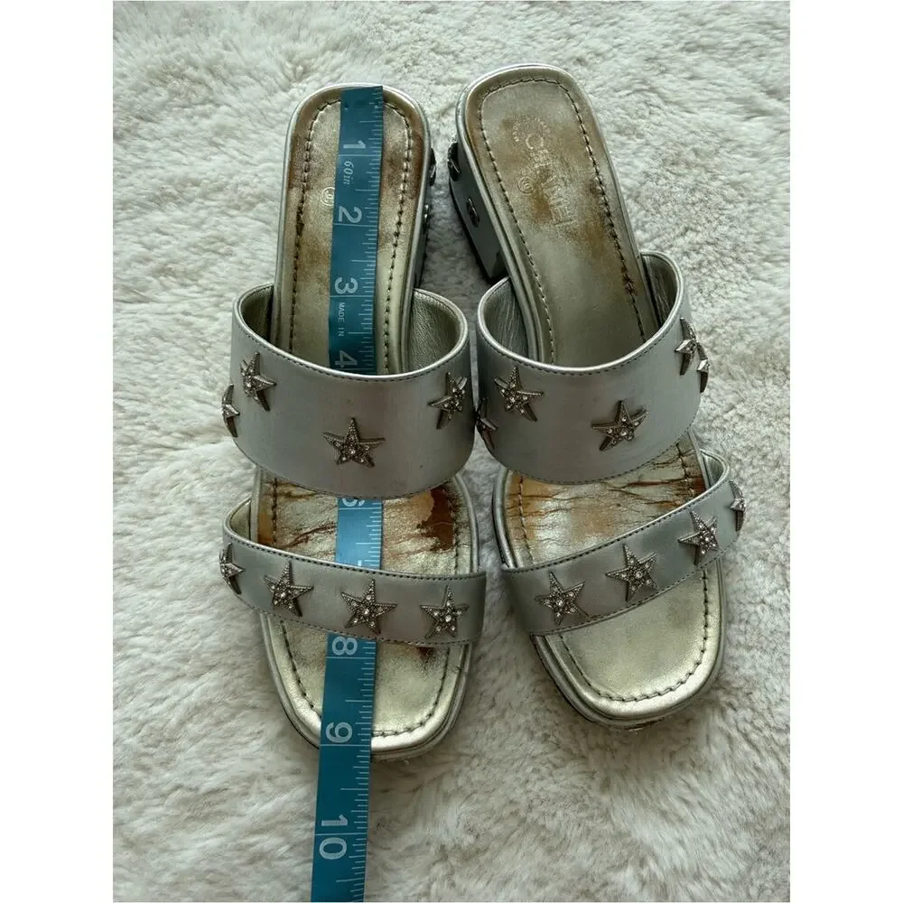 CHANEL vintage silver sandals with starts size 36EU Authentic